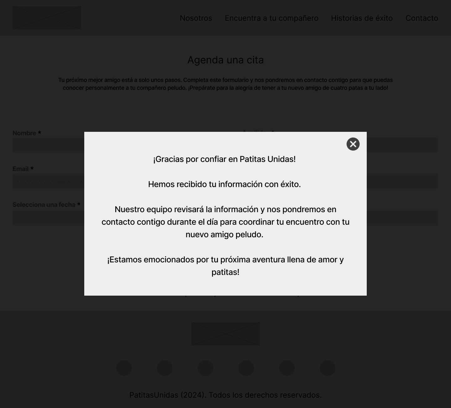 Cita Patitas Unidas Wireframe